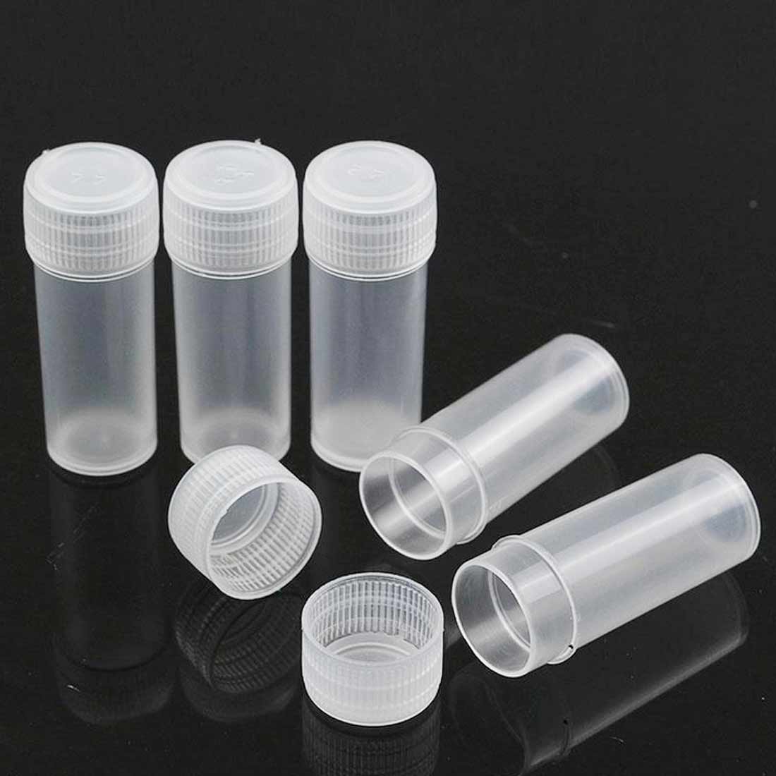 Storage Containers White 20PCS 5ml Plastic Sample Bottle Small Bottle Test Tube Mini Bottles Sample Container