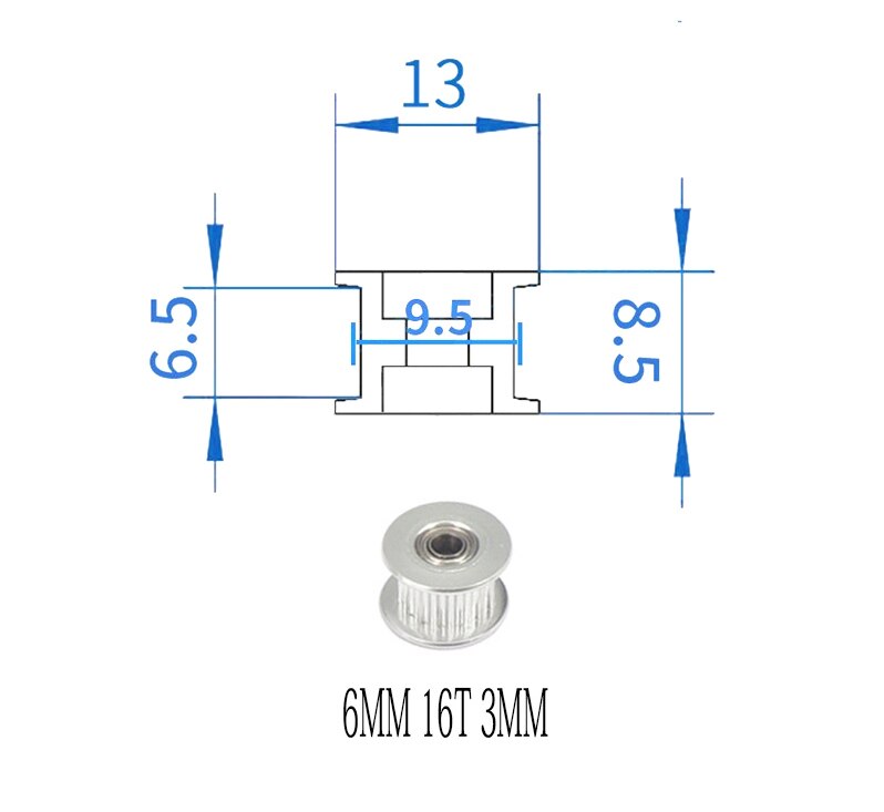 GT2 koła koło rozrządu 16-zębów 20-zęby z 3mm lub 5mm otwór z łożyskami do 3D części drukarki pasek rozrządu 6mm 10mm: 6MM 16T 3MM
