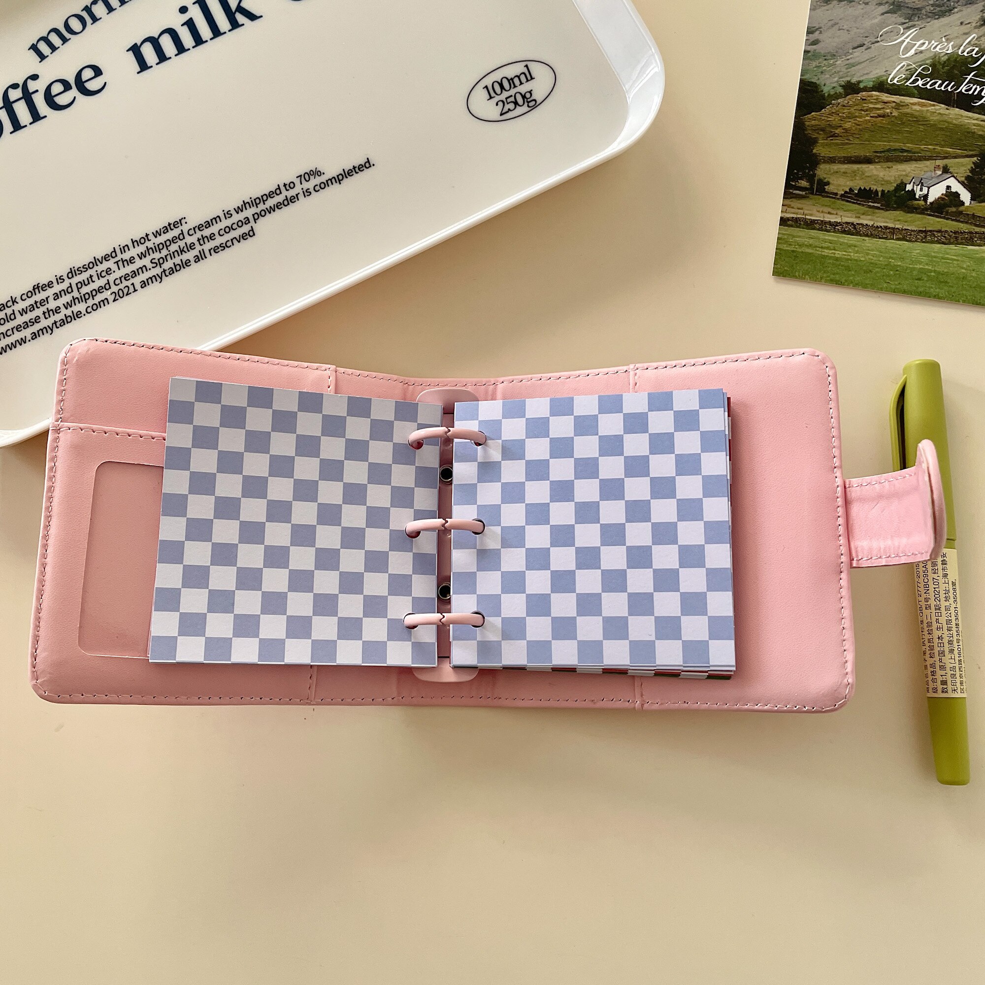 DIY Idol Cards Pink Square Loose Leaf Notebook Clear Photo Collage Card Star Admirer Square Binder 꾸미기 Korean Stationary: 3 Ring Cover refill