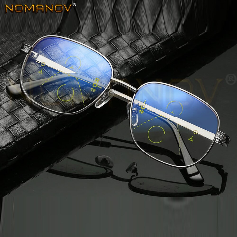 Ultralichte, volledig omrande, ronde retro leesbril voor dames en heren met progressieve multifocus, voeg 75 100 125 150 175 200 to 400 toe