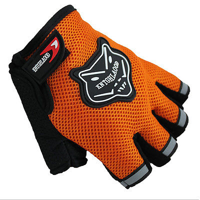 Guantes de medio dedo para ciclismo para niños y adultos, a la , de malla, sin dedos, guantes de deporte corto, color negro