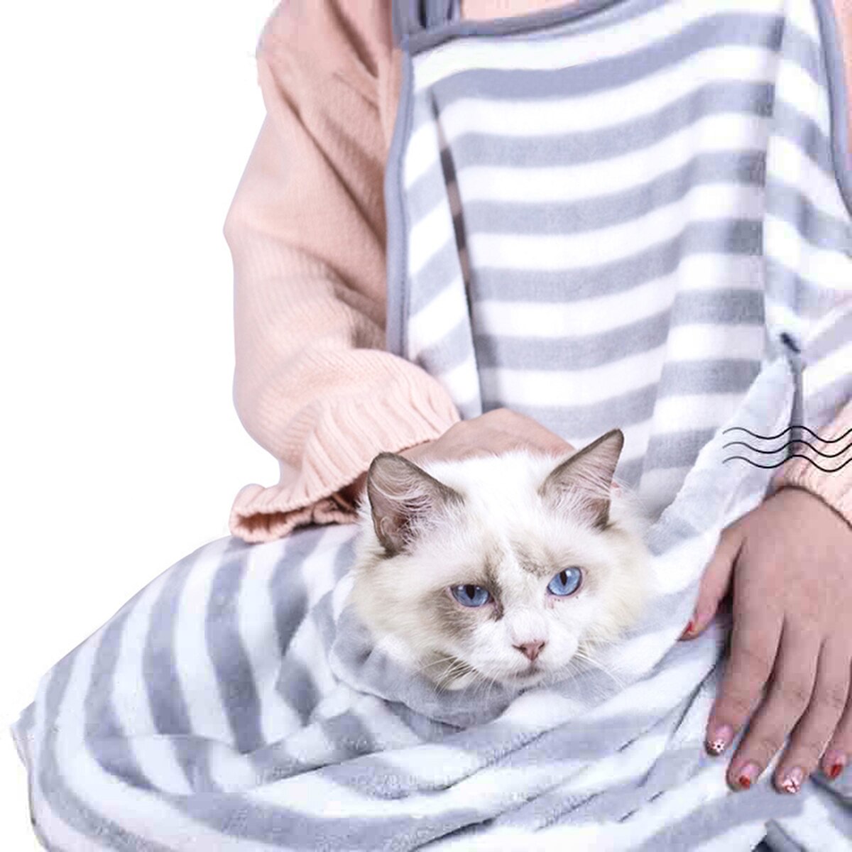 Hvalp kat hund bærer rygsæk koral fløjl kanin kattehår forklæde anti-stick hår kram hundetøj holder til katte lommepose senge: Lysegrå