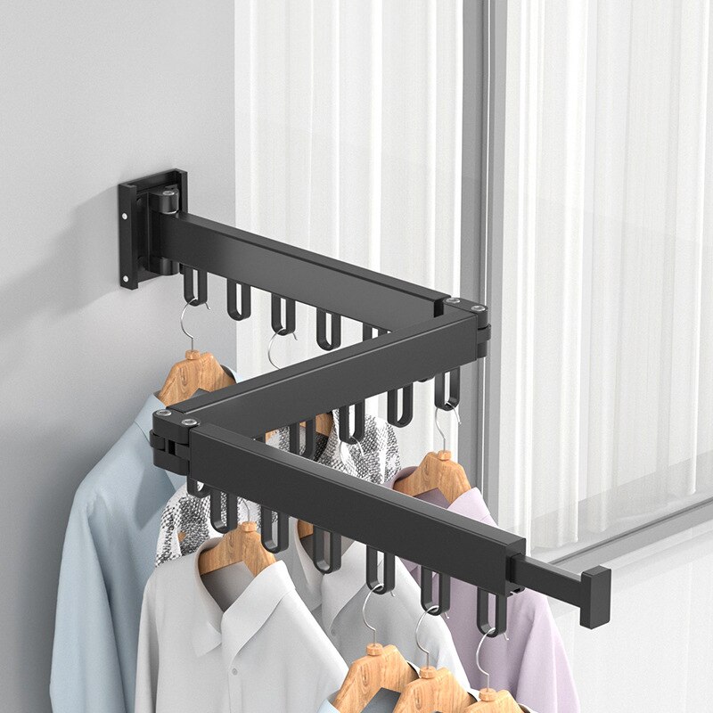 Vouwen Kleding Rek Muurbevestiging Verdikte Aluminium Kleding Organizer Thuis Intrekbare Indoor Balkon Doek Drogen Hanger
