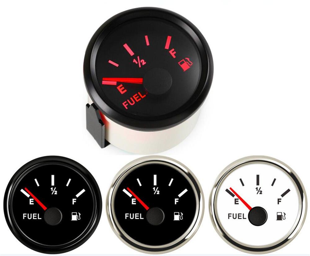 1Pc 0-190ohm Truck Brandstof Niveau Meters 52Mm 240-33ohm Motorfiets Brandstof Niveau Meter Auto Gemodificeerde Instrument Rode Backlight 9-32V