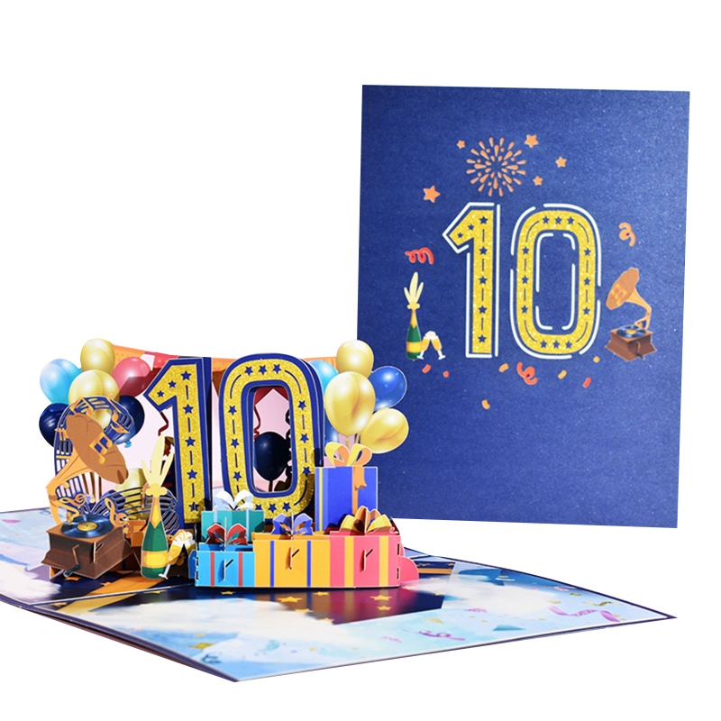 3D Pop Up Cards Romantic Anniversary Greeting Card 1st 10/18/20/30/40/100th Anniversary for Valentines Day Wedding All Occasion: 10th