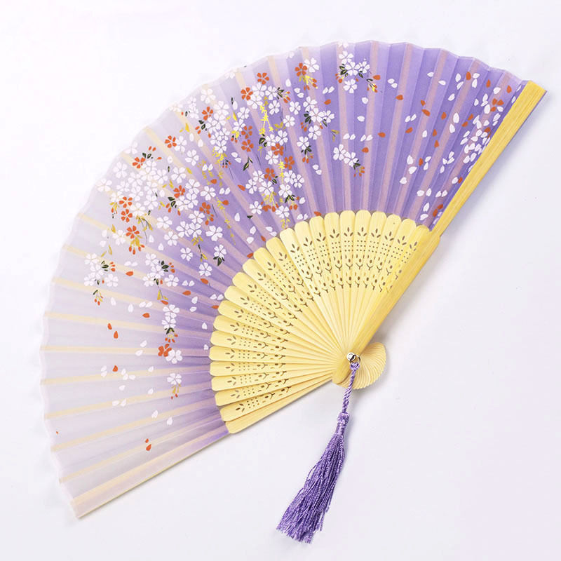 Eventail de fleurs repliable en soie | Vintage de Style chinois, pour fête de mariage danse, accessoires à main de