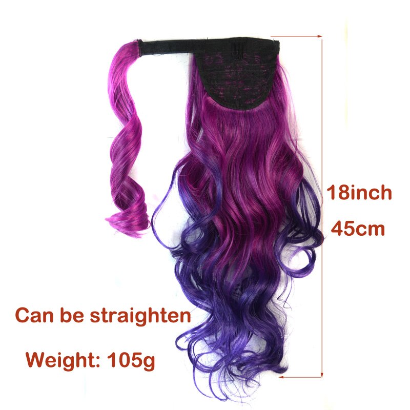 Jeedou Ponytails Wrap Around Ponytail Extension Wavy Synthetic Hair 45cm Balayage Ombre Color Messy Bohemian Style