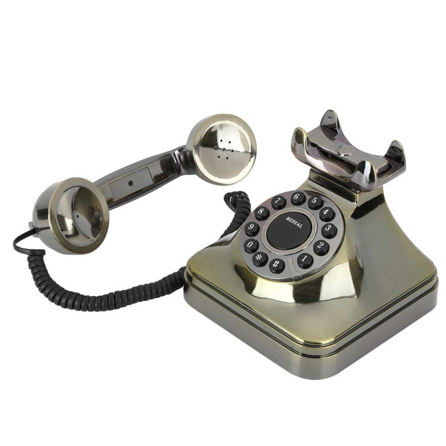 Vintage Retro Landline Telephone Antique Bronze High Definition Call Large Button Dial Telephone for Home Office Hotel