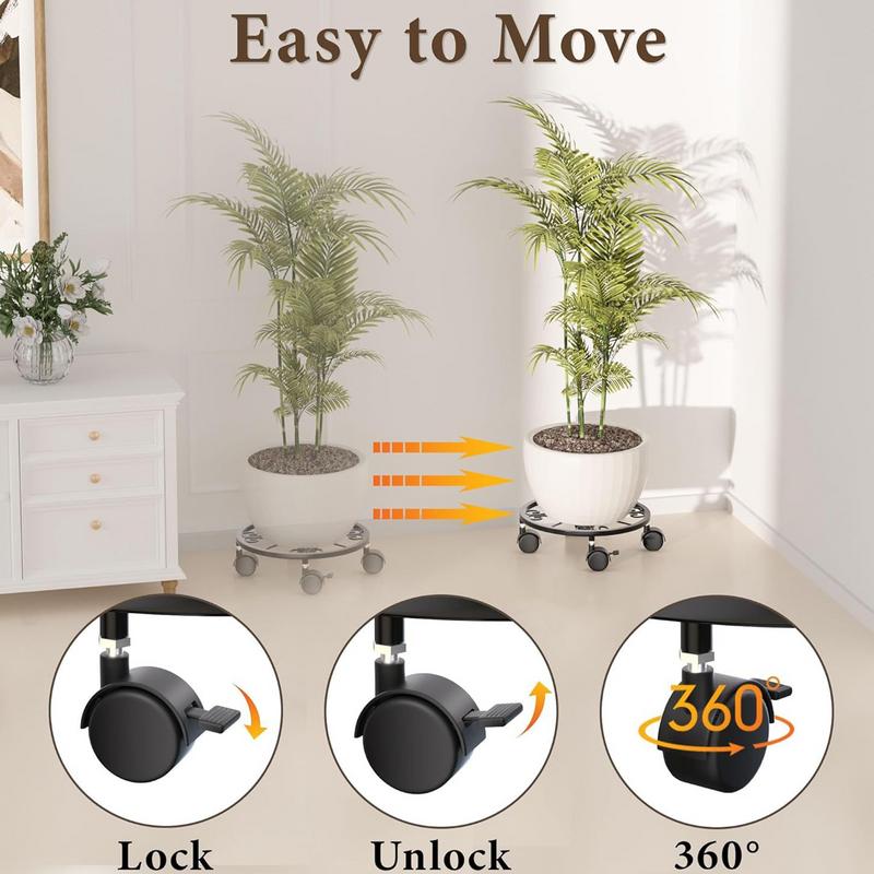 Plantenstandaard op wielen, bloempotstandaard met wielen, plantenbak met wielen, sterk draagvermogen, plantenstandaard op wielen voor in de tuin