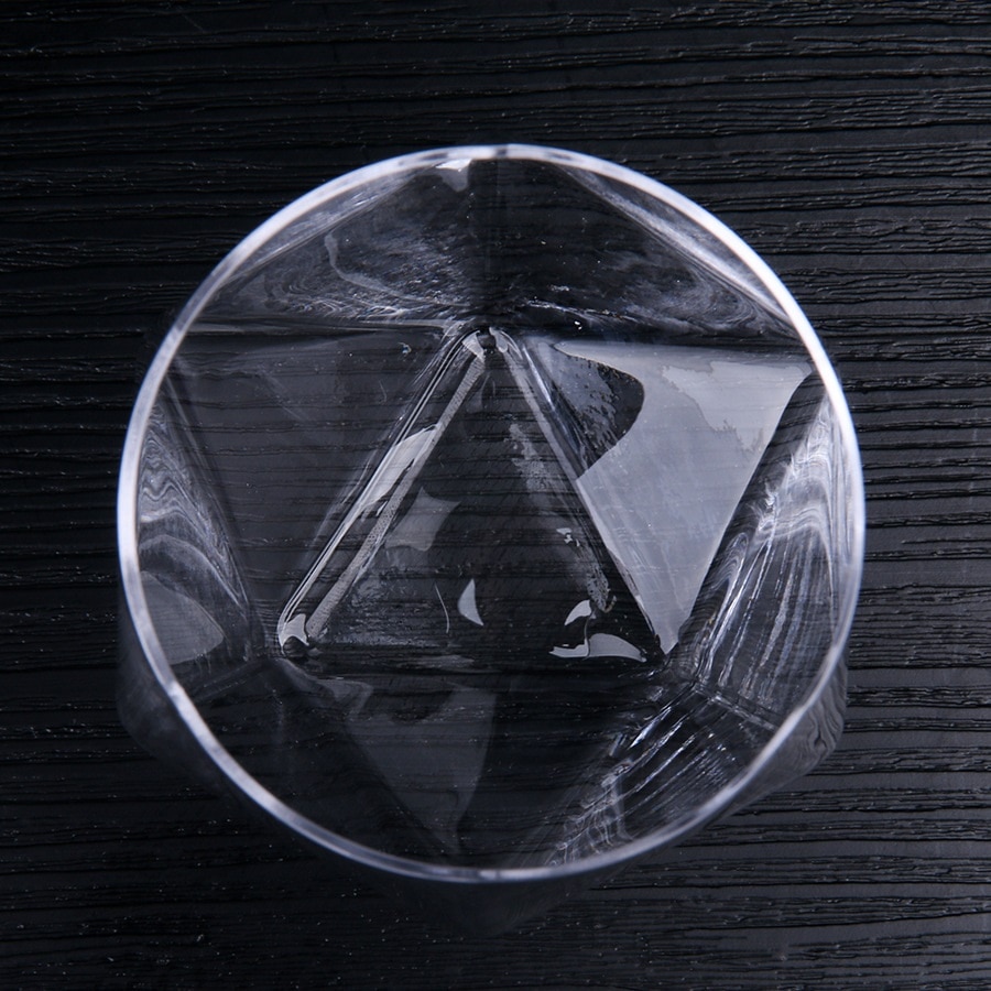Verre à whisky transparent à fond triangulaire | Verre rond de 300ml coupe à vin en verre