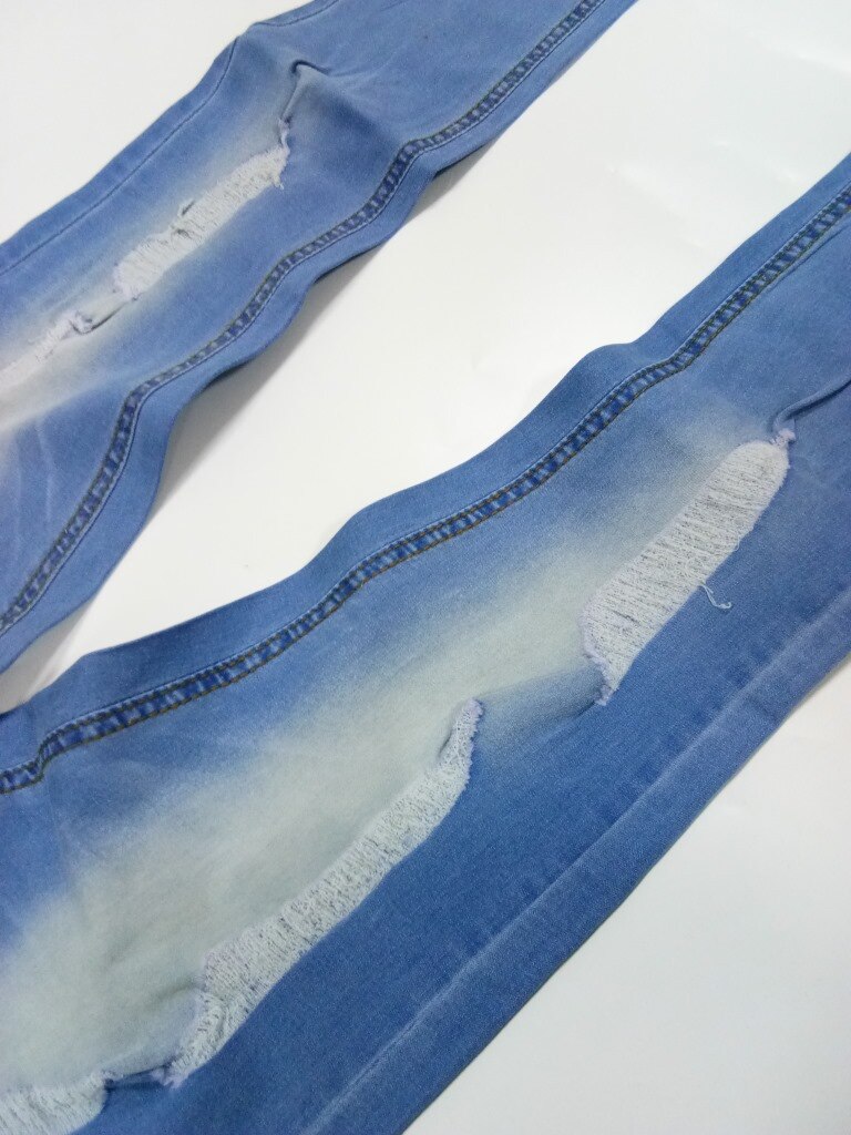 Herr casual skinny jeans byxor herr solida svarta slitna jeans herr slitna tiggarjeans med knähål för ungdomsmän