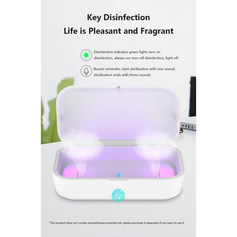 Multifunktion 10w trådlös laddare uv-desinfektionslåda ansiktsmask mobiltelefonnyckel uv-sterilisering aromaterapi laddningslåda