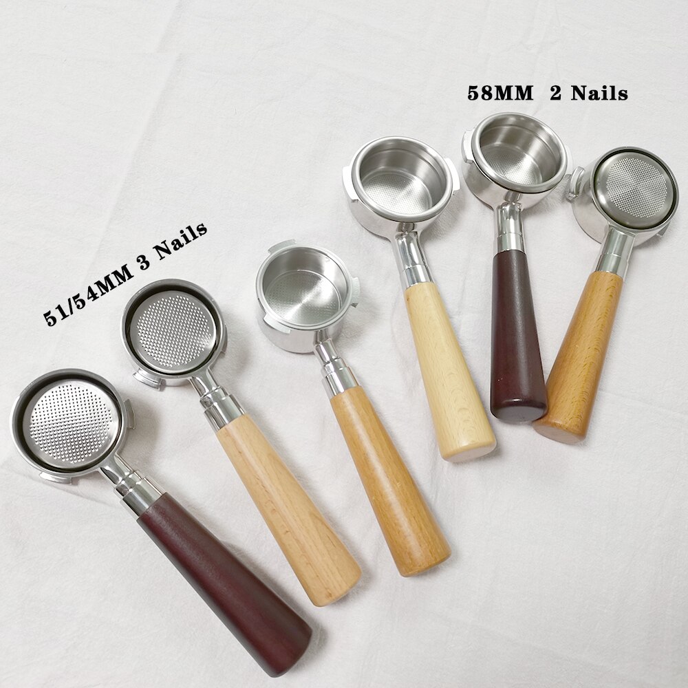 Rustfritt stål espressomaskinhåndtak 51mm 54mm 58mm bunnløs holder bunnløs portafilter for delonghi