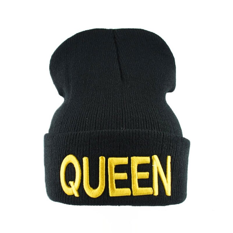 Bonnet tricoté pour Couple, chapeau unisexe, avec lettres KING et QUEEN brodées, Hip-hop, pour femmes et hommes, hiver