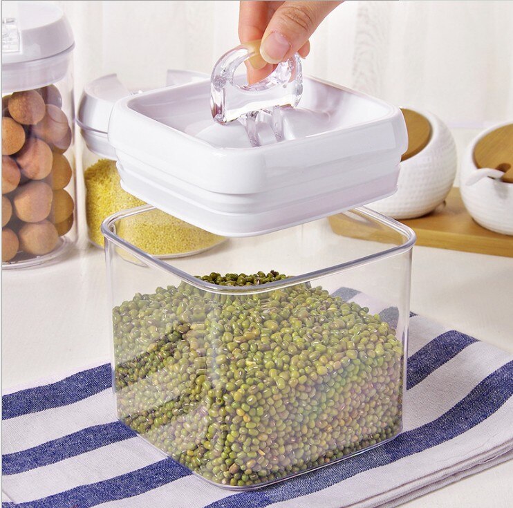 PP Food Storage Box Plastic Clear Container Set with Pour Lids Kitchen Storage Bottles Jars Sealed Dried Grains Tank 0.4L-1.2L