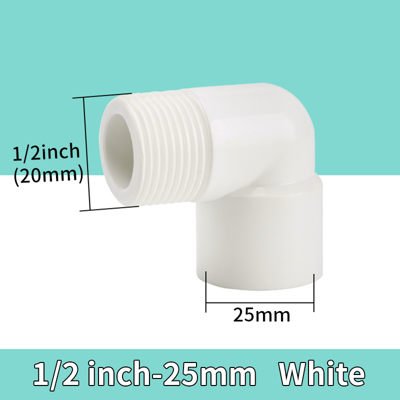 PVC 90° Connector 20 25 32mm To 1/2" 3/4" 1" Equal Reducer Coupling Male Thread Elbow Joint Aquarium Garden Irrigation Fittings