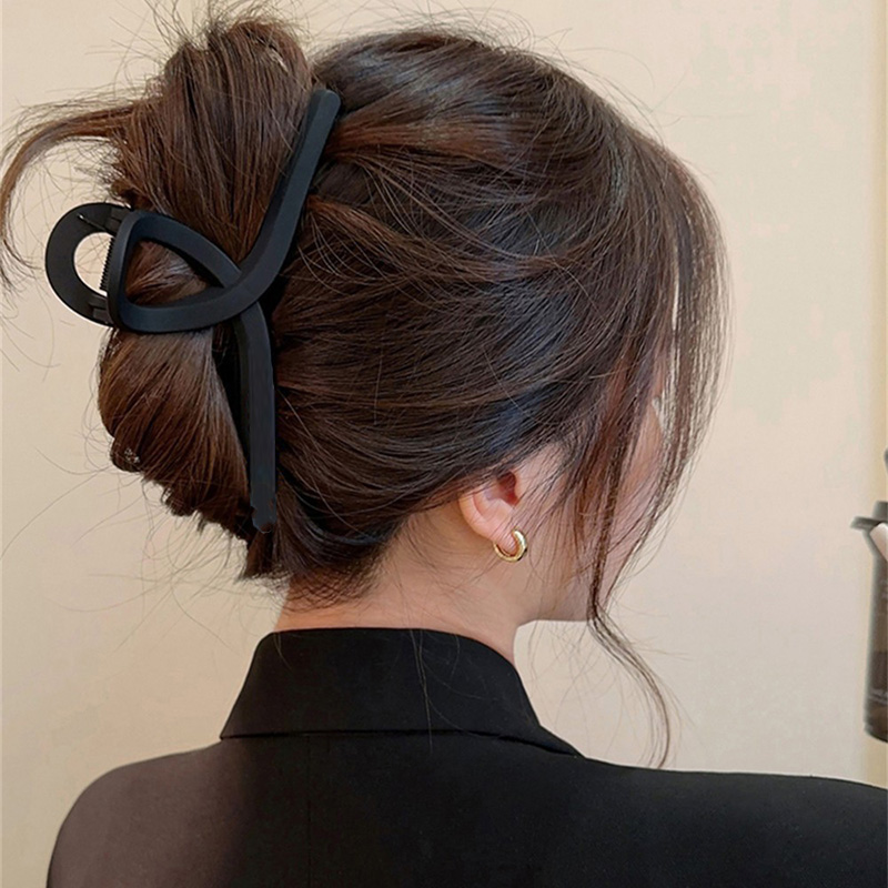 Grampo de cabelo fosco preto grande para mulheres, grampo geométrico, garra elegante francesa, presilha coreana, acessórios de cabelo para meninas, moda