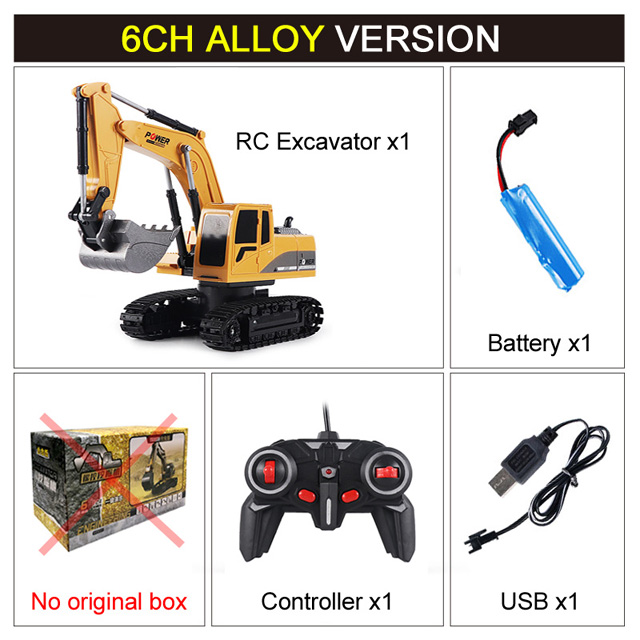 Engineering 2.4Ghz 6 Channel Car 1:24 RC Excavator Toy Alloy And Plastic Excavator 6CH And 5CH RTR For Kids Christmas: 6CH alloy no box