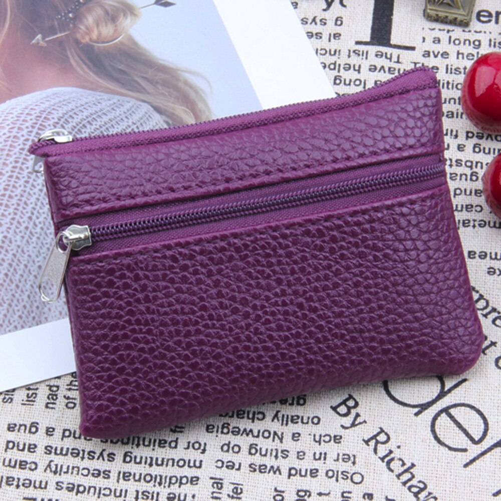 Men's and women's wallet multi-function leather coin purse zipper mini wallet cute card coin small purse wallet soy luna