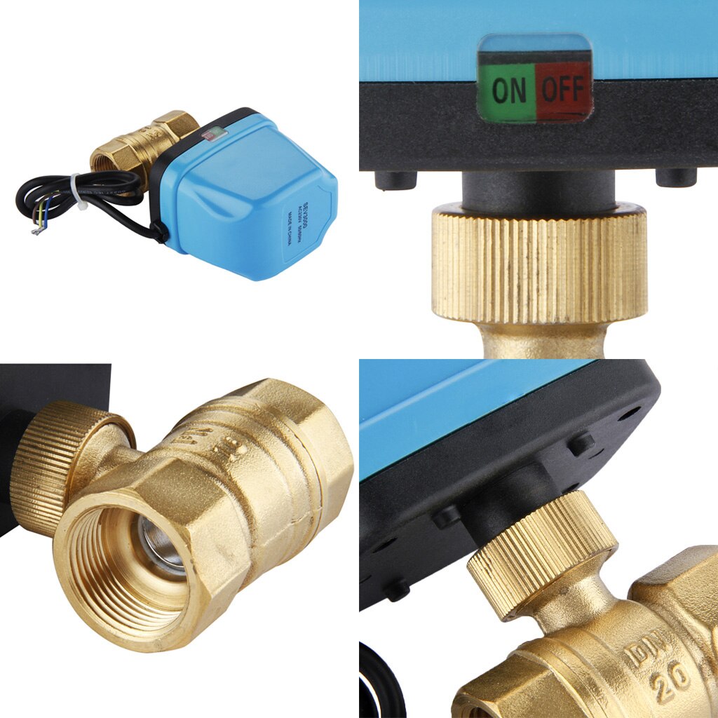 Electrical Ball Valve Brass G3/4" DN20 3/4 Inch 2 Way 220V Control Motorized Ball Valves Actuator