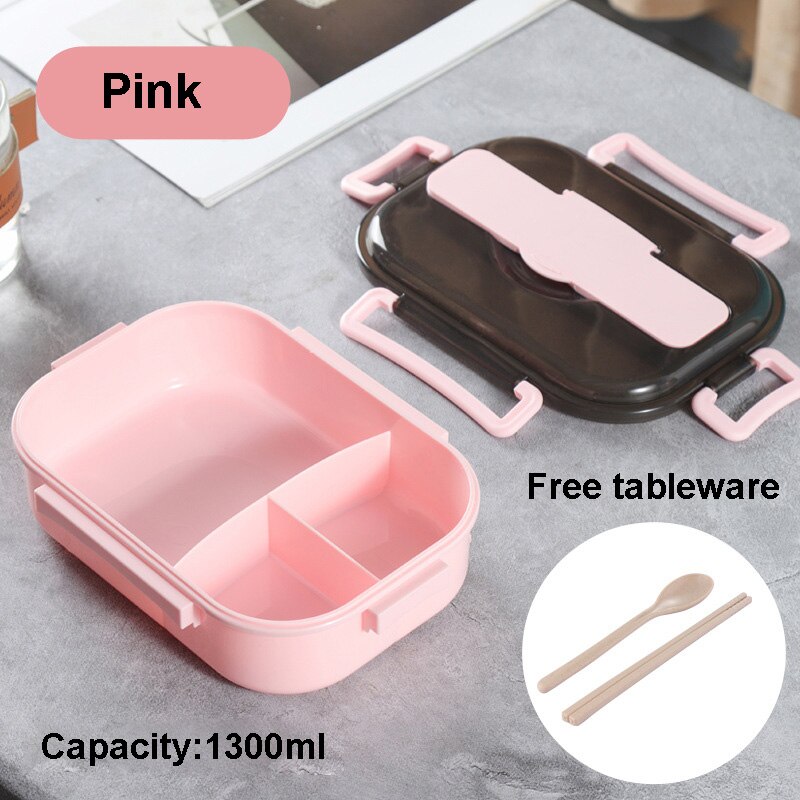 Bento box japanese style food container storage insulated lunch container Breakfast Boxes Wheat Straw Material lunch box: pink