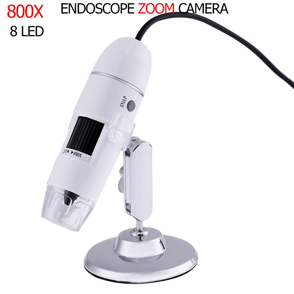 USB Digital Microscope 8 LED 2M1000X Electronic Microscope Endoscope Zoom Camera Magnifier+ Lift Stand: 800X8