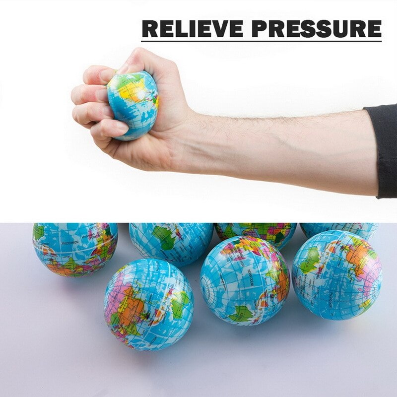 1Pcs 63Mm Aarde Bal Speelgoed Voor Kinderen Schuim Globe Anti Stress Wereldkaart Bal Atlas Globe Palm bal Planeet