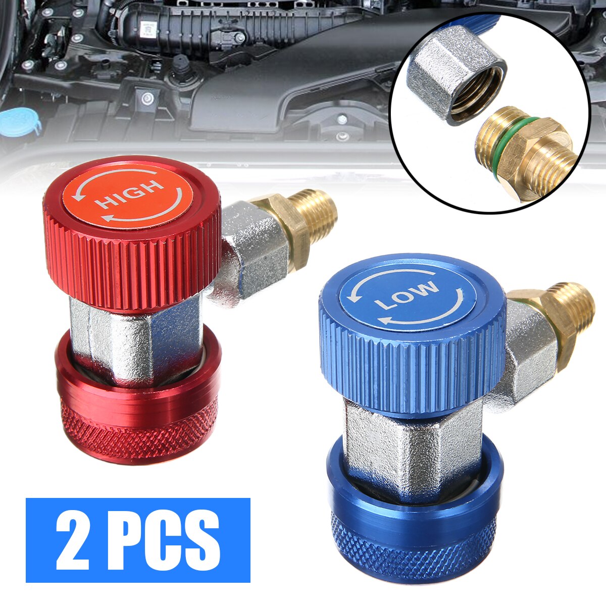 Adjustable AC Manifold Gauge Set 2pcs R134A H/L Auto Car Quick Coupler Connector Brass Adapters Air Conditioning Refrigerant