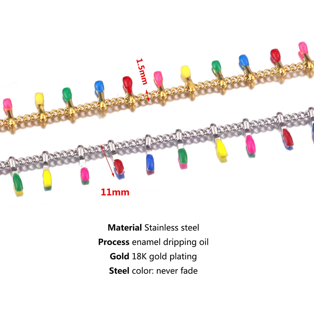 1 Meter Rvs 18K Vergulde Clips Emaille Druipen Ketting Gesoldeerd Handgemaakte Bevindingen Voor Diy Sieraden Ketting Maken