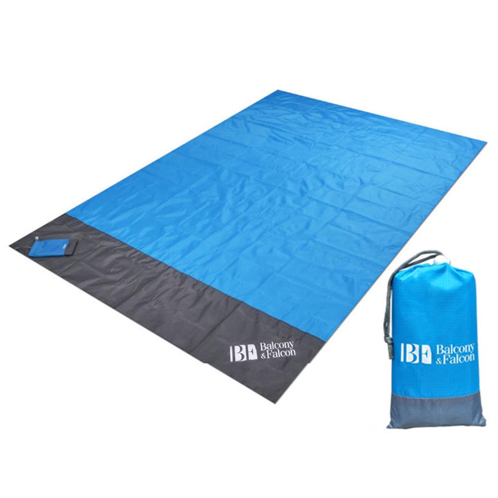 Sand free beach mat 140x210cm blanket WATERPROOF PICNIC picnic picnic picnic picnic picnic shop cover folding mattress pocket: 2.1 X 2 blue