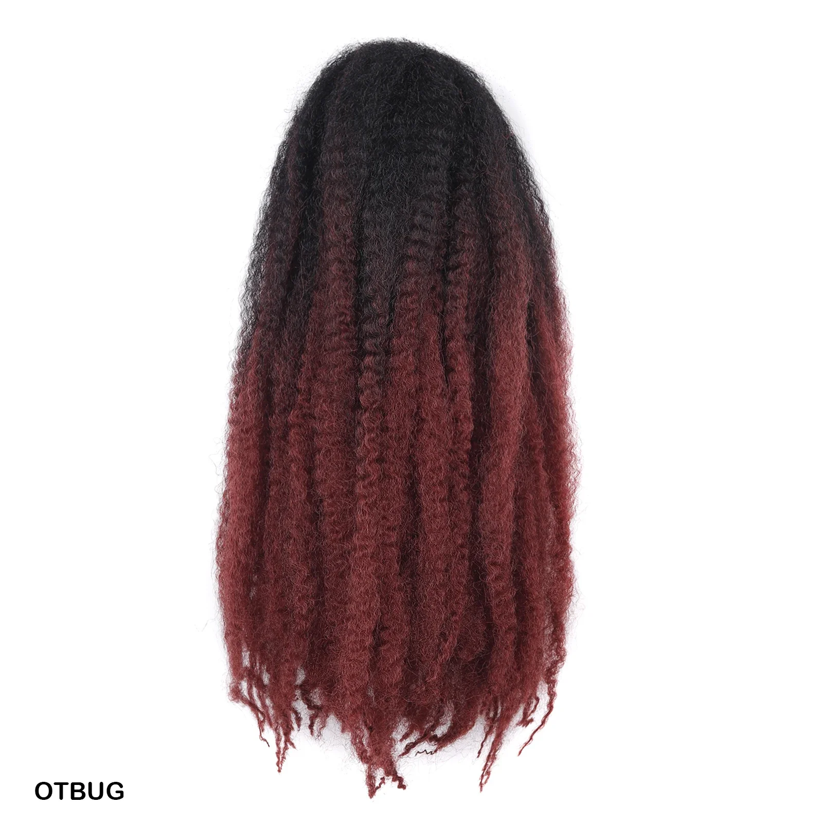 Pelo de ganchillo Marley Twist, pelo trenzado corto y rizado, trenzas bohemias, extensiones de cabello de ganchillo sintético, peinado Afro negro: T1B/Borgoña