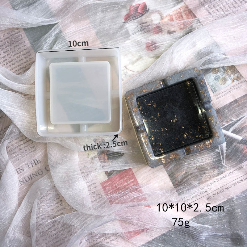 DIY Oval Tray Silicone Mold Coaster Tray Mold Storage Box Silicone Molds for Gypsum Concrete Coaster Crystal Epoxy Mould: Ashtray-Square