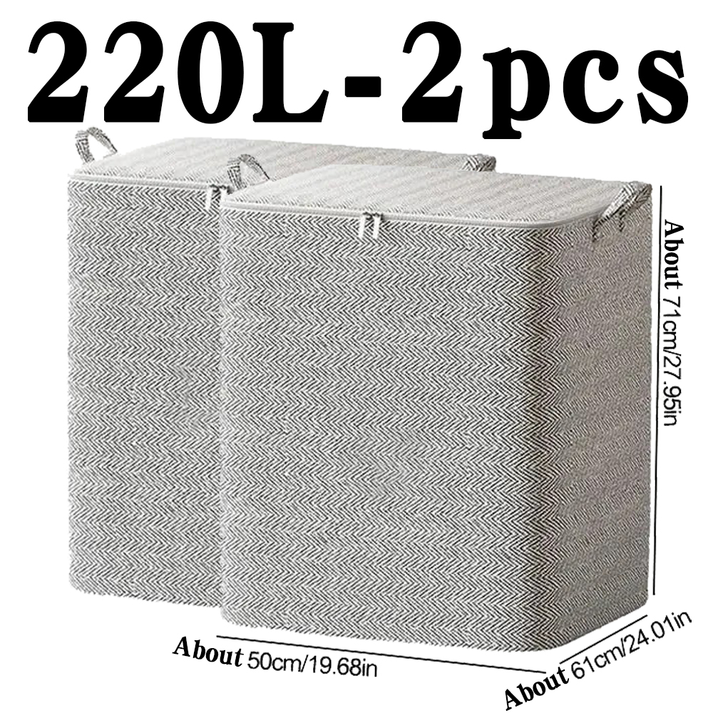 Non-woven Quilt Storage Bag with Lids Zipper Foldable Clothes Quilt Bins Container Large Capacity Dust-proof Bag Organize: Brown