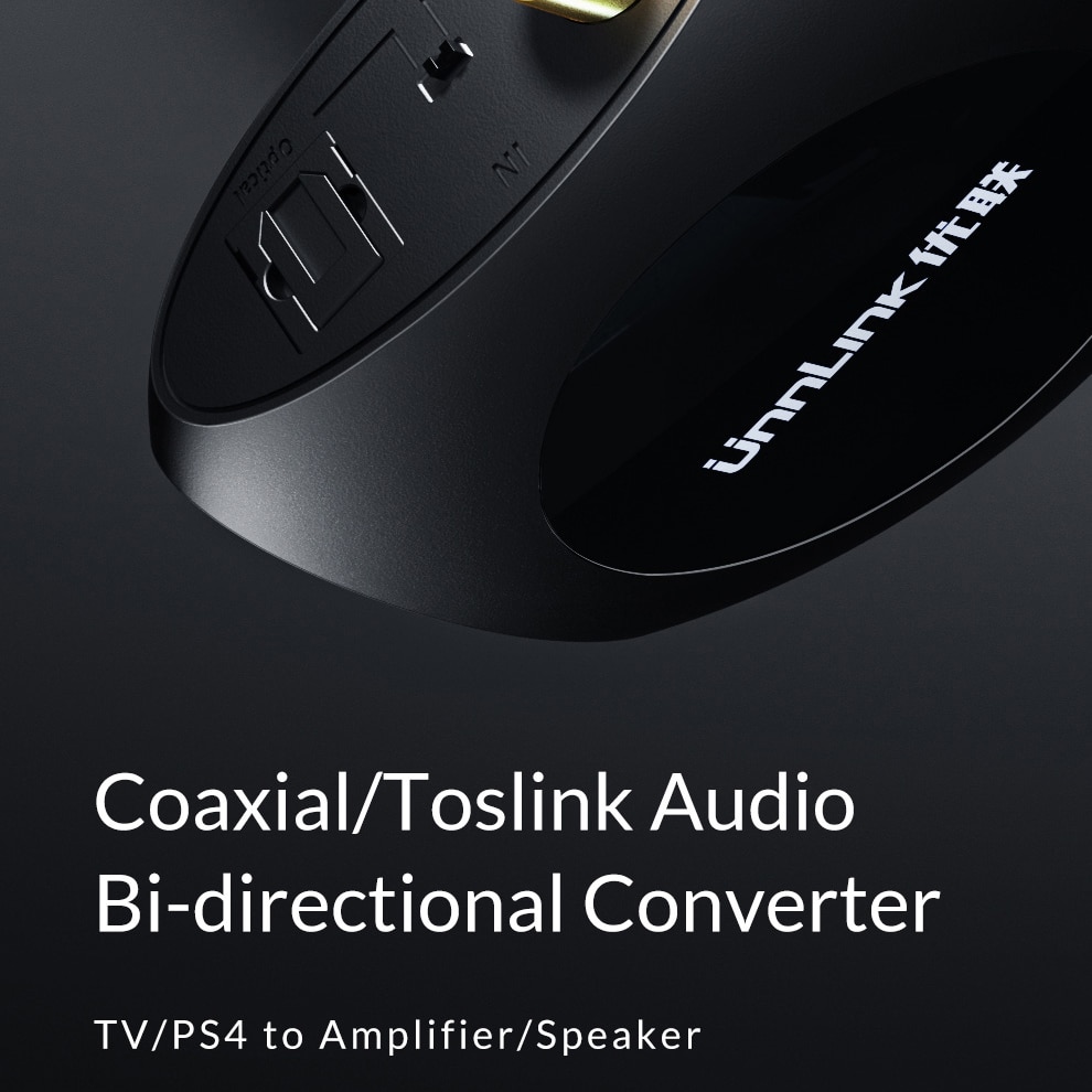 Unnlink Optical Toslink To Coaxial Bidirectional Audio Converter HiFi 5.1 DTS Dobly AC-3 192KHZ SPDIF Coaxial to Toslink for TV