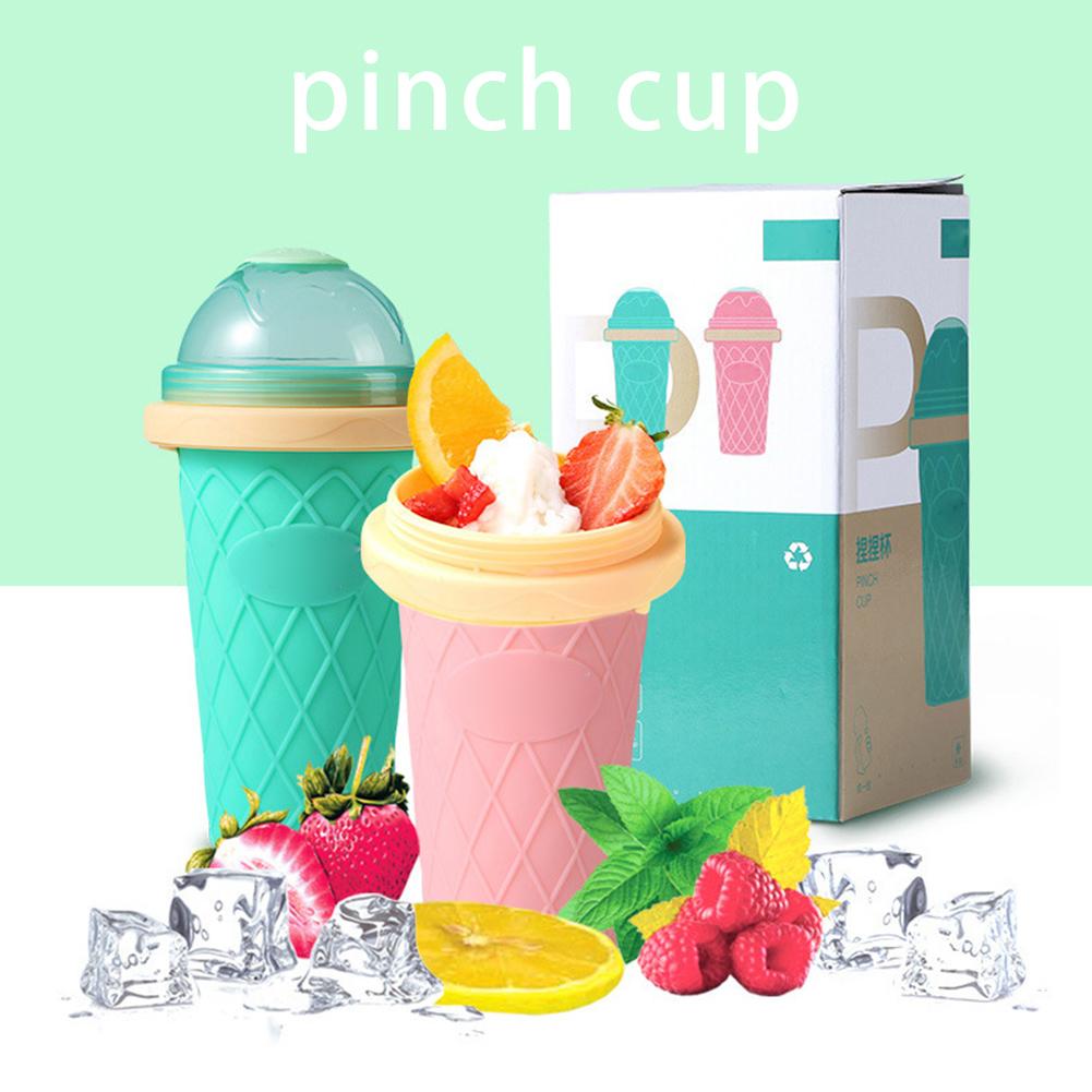 Silicone Smoothie Cup DIY Ice Cream Maker Homemade Double Layer Squeeze Cup Ice Slush Making Bottle Kitchen Tool