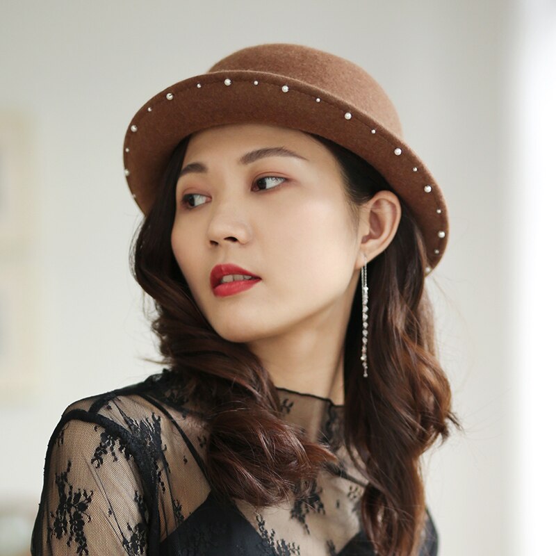 Sedancasesa klassiske bowlerhatte til kvinder australien uldfilthat sejler efterår vinter dame fedora kasket