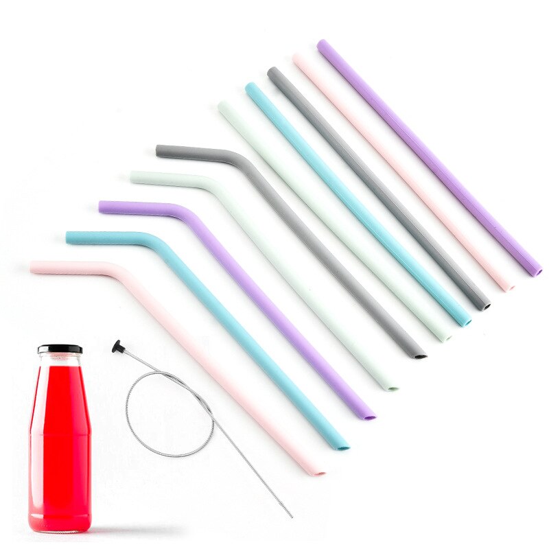 6Pcs Reusable Silicone Drinking Straws Drinkware Kawaii Accessories Eco Friendly Products With Cleaning Brushes Party Straws