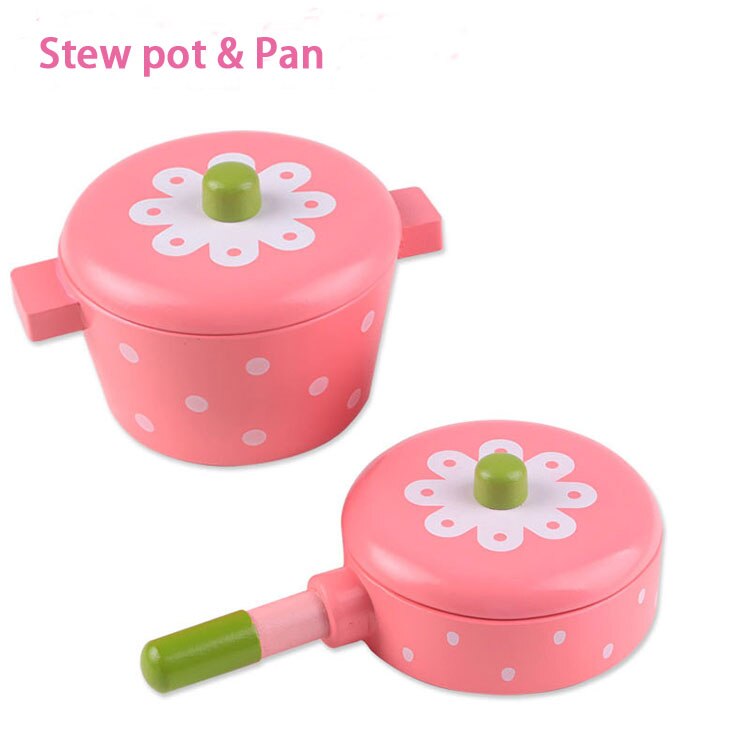 Kids Pretend Play Wooden Kitchen Supplies Role Cooking Food Saucepan Afternoon Tea Set Toys Educational For Children: 12