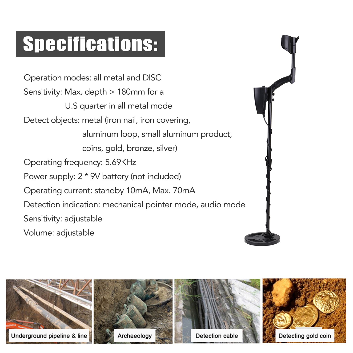 GTX5030 Portable Metal Detector Underground Depth Metal Gold Detecting Tools Wiring Treasure Finder Gold Digger Detector