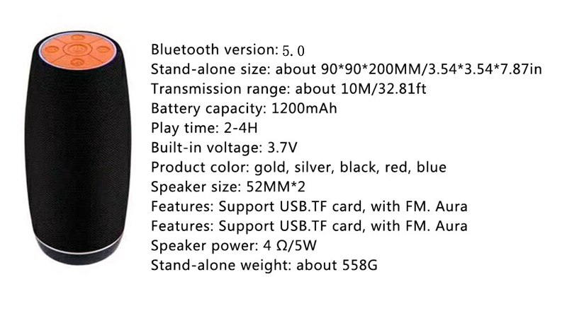 TG108 Stereo Wireless Bluetooth Outdoor Portable Card Fabric Audio Radio Subwoofer Speaker