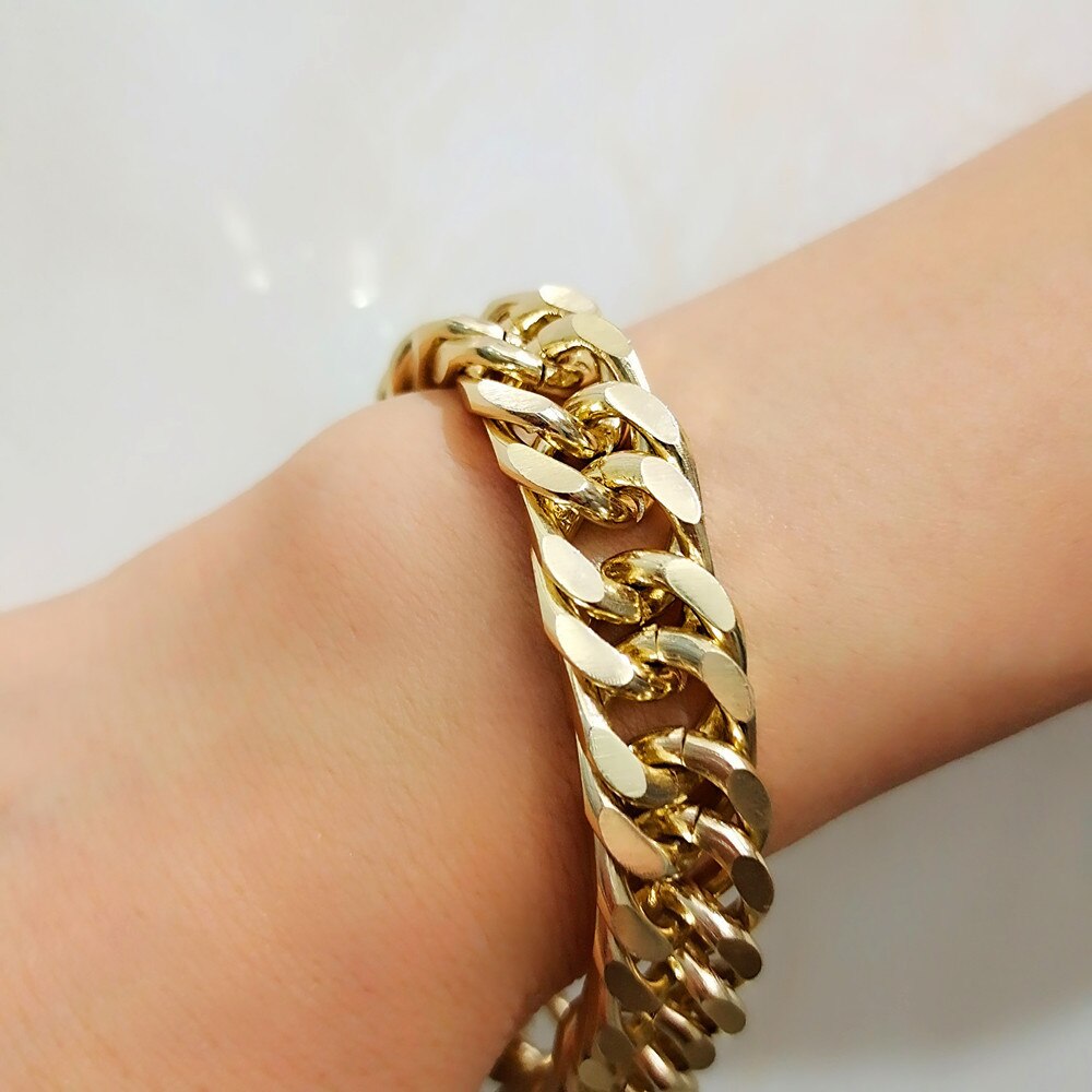 Punk Hip Hop Curb Cubaanse Dikke Ketting Korte Choker Ketting Mannen Eenvoudige Chunky Kraag Kettingen Vrouwen Sieraden Party: gold bracelet