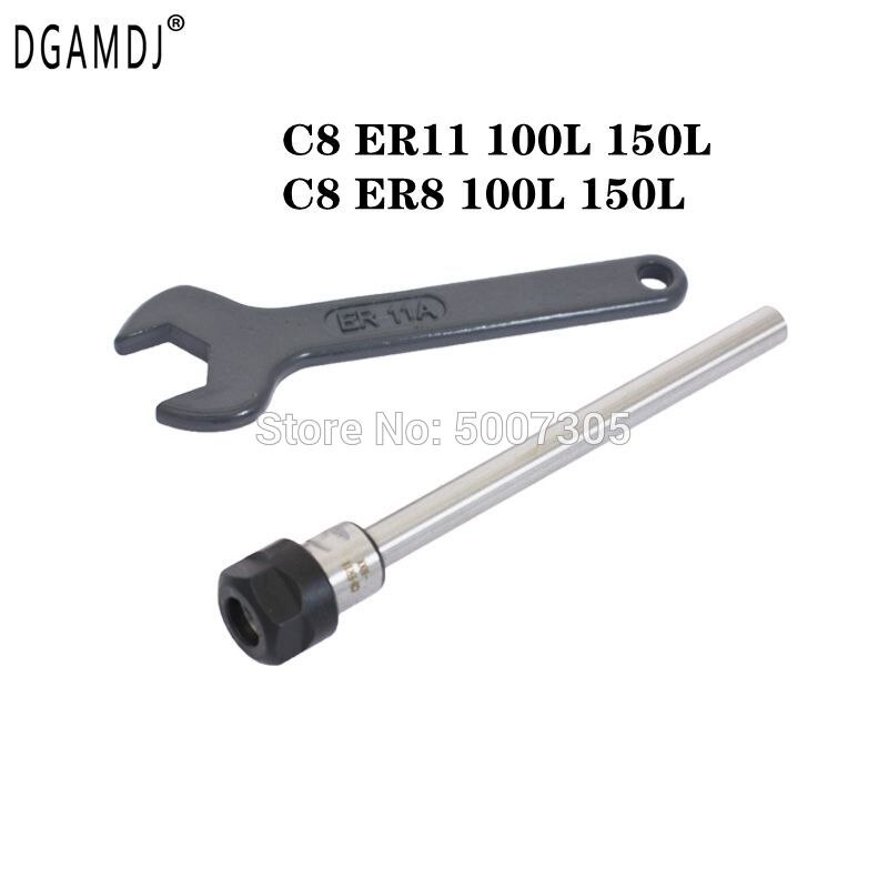 1 Set C8 ER11 100L 150L C8 ER8 100L 150L Cnc Verlengstuk/Bar Rechte Schacht Met Moersleutel cnc Frezen Draaibank Voor ER11 Collet