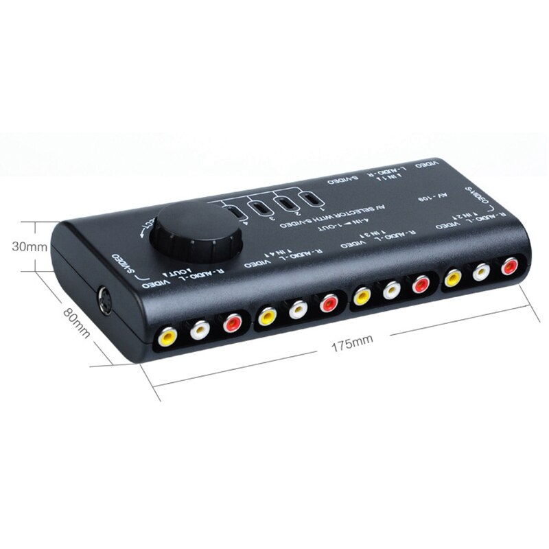 AV-109 Av Selector 4 In 1 Audio-Video-uitgang Selector Met Composite S-Video Video Selector