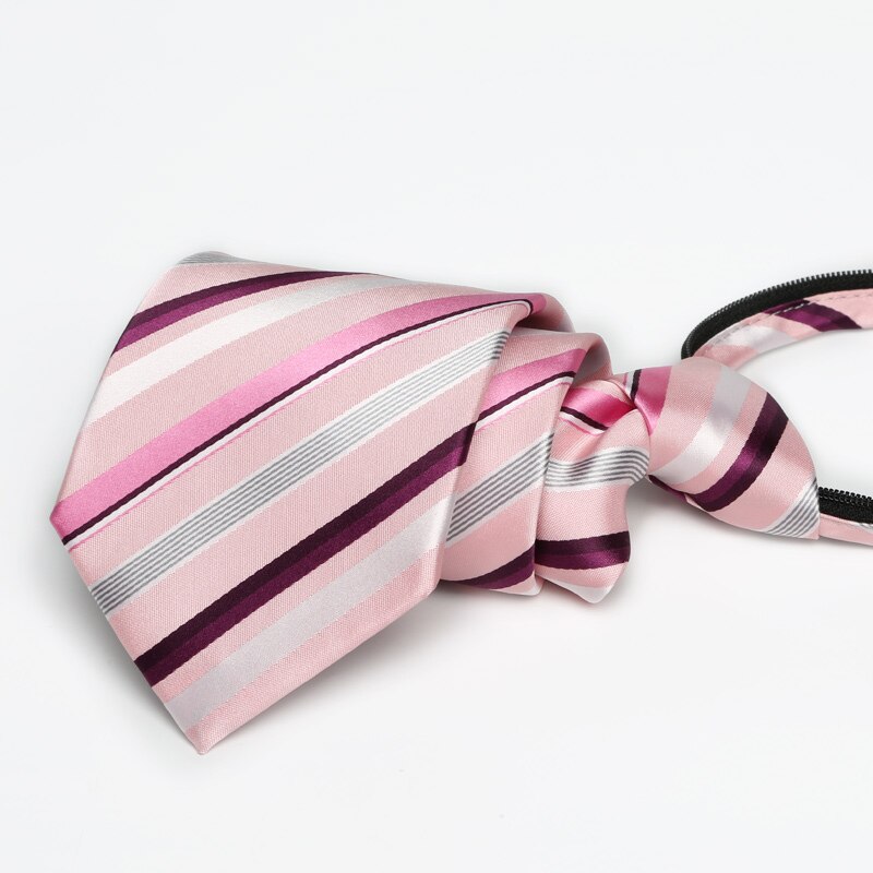 Formelle bånd til mænd klassisk lyserød lilla stribet fest lynlås slips slank 8cm bryllup forretning mandlige afslappet brudgom