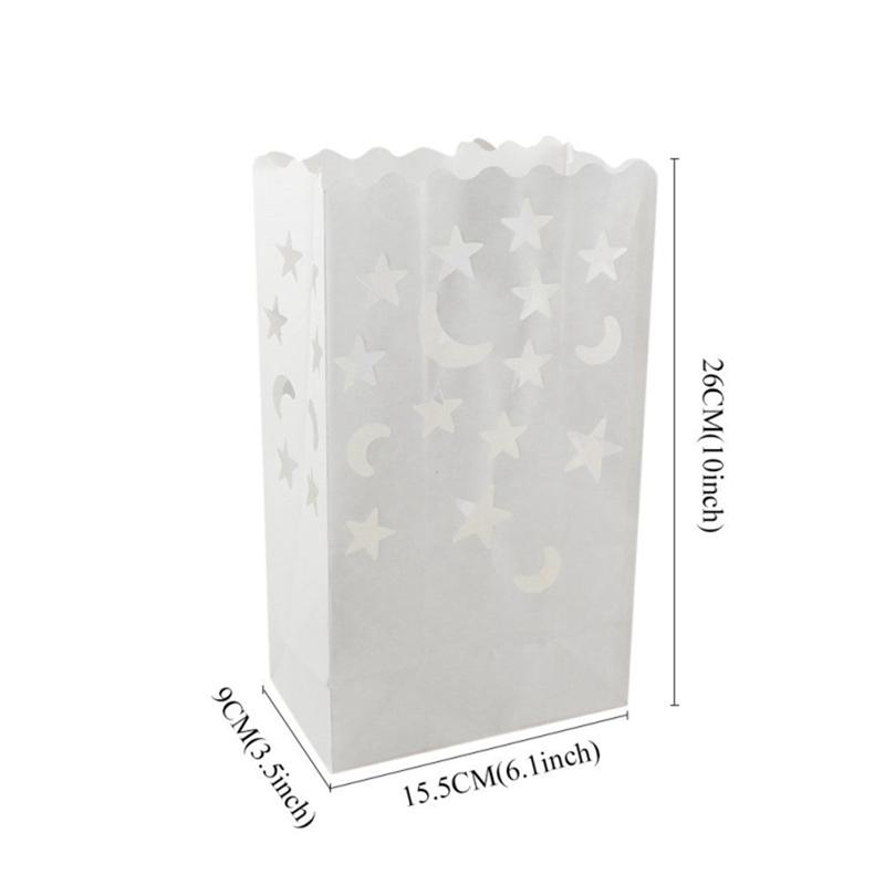 20 stuks papieren kaarsenzakken, zelfgemaakte papieren lantaarns, romantische decoratieve kaarsenhouder voor bruiloften en valentijnsdag.