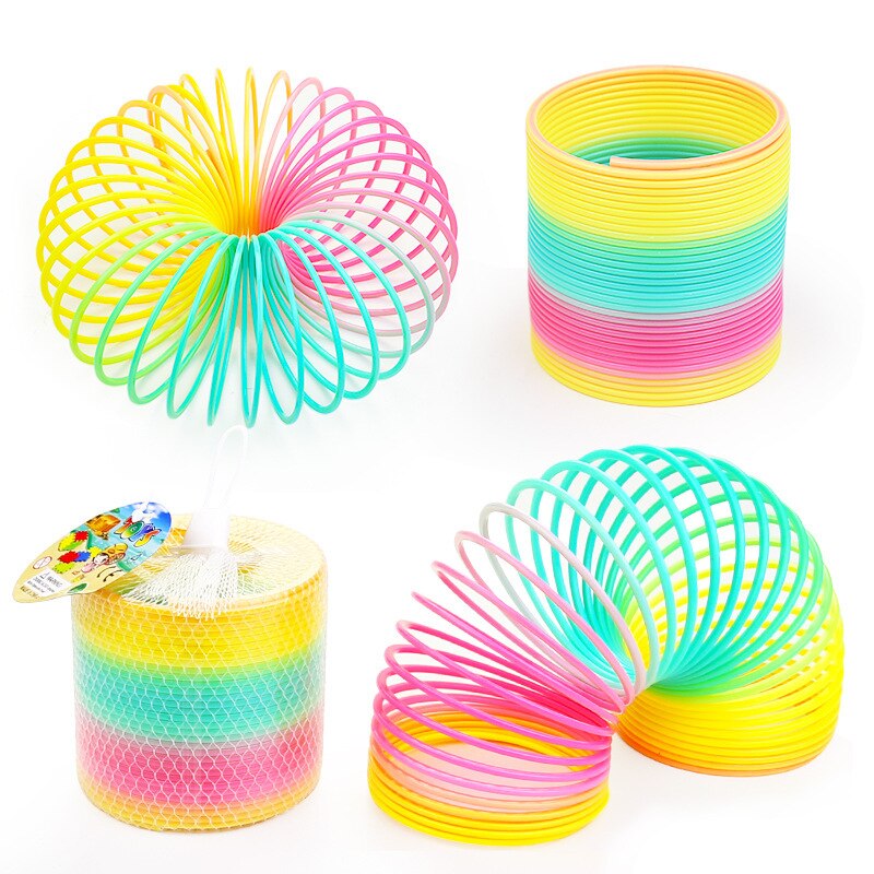 Magic Rainbow Ring Spring Ring Jengaile Plastic Ring Colorful Night Aperture Nostalgic Puzzle Children's Stall Small Toys