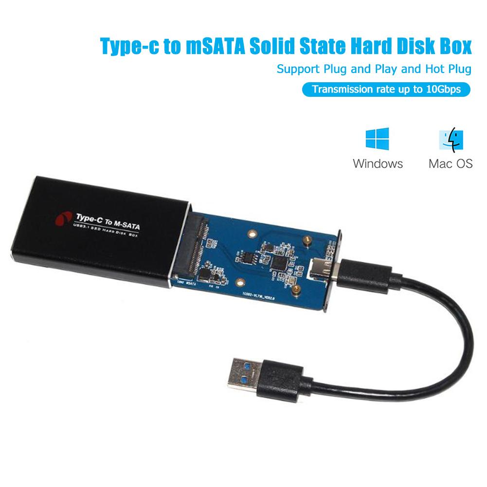 Caja de estado sólido mSATA SSD, caja de 10Gbps tipo C USB3.1, Ultra rápida y de gran capacidad, unidad de transferencia de datos, carcasa externa