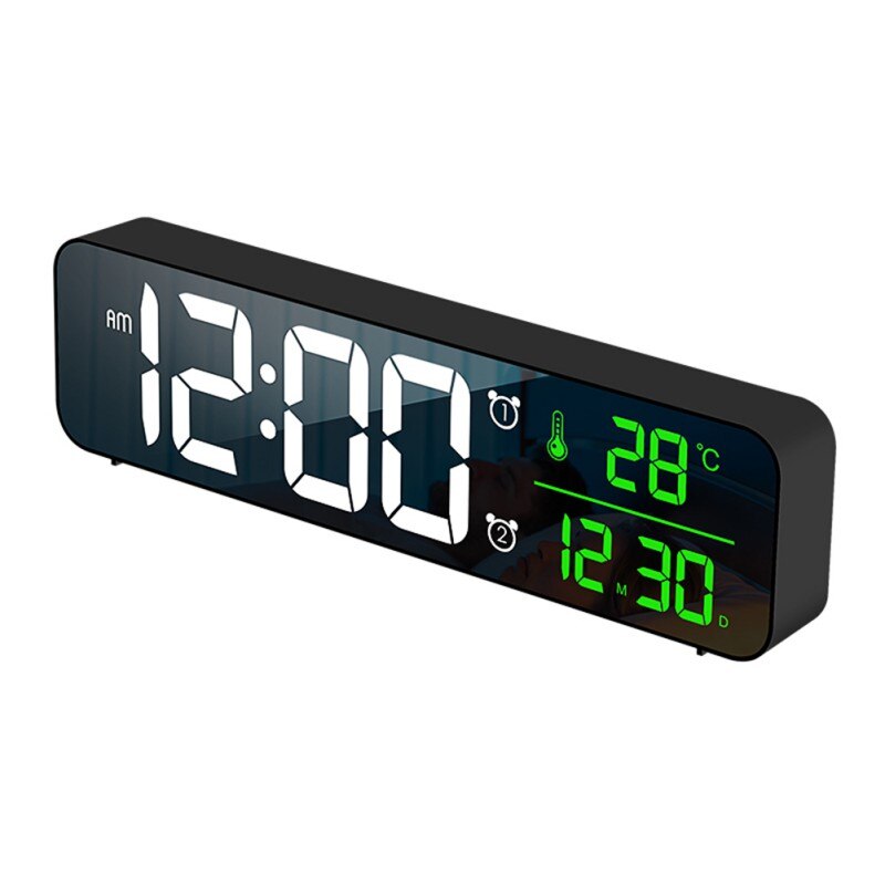 Led digitale multifunctionele wekkers voor slaapkamers, groot wit cijferdisplay, grote, eenvoudige dimmer met volledig helderheidsbereik: A