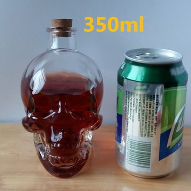 1 stk klassisk glass hodeskalleflaske krystallhodeskalle vodka/vinflaske 180ml/350ml forhåndstilpassede halloween hofteflasker