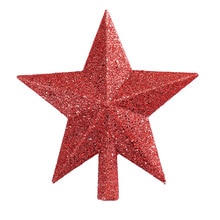 Gold Silver Christmas Star Ornaments Xmas Home Decor 1pc Christmas Tree Top Decoration 200mm Shatterproof Glitter Star: Red